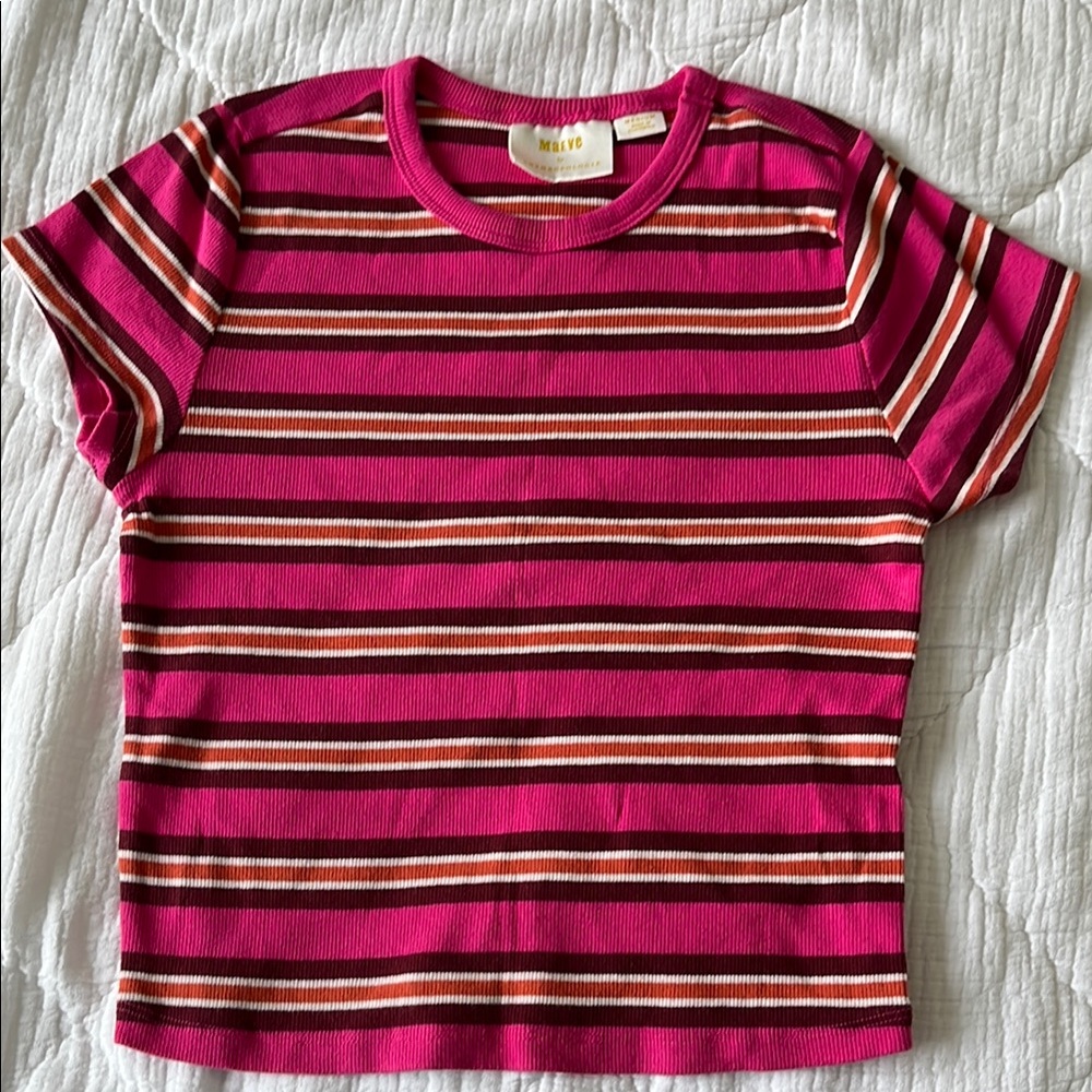 Anthropologie Striped Pink T-Shirt